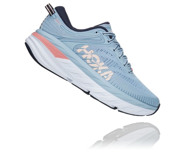 Hoka One One Bondi 7 Womens UK - Blue Road Running Shoes - NQKBZ5362